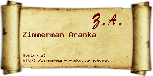 Zimmerman Aranka névjegykártya
